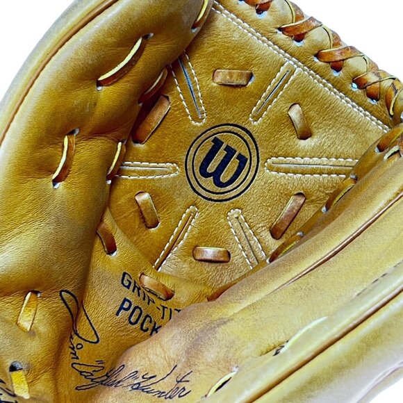 Vtg Wilson Baseball Glove RHT A2164 Autograph Model Jim Catfish Hunter Leather - Picture 8 of 12